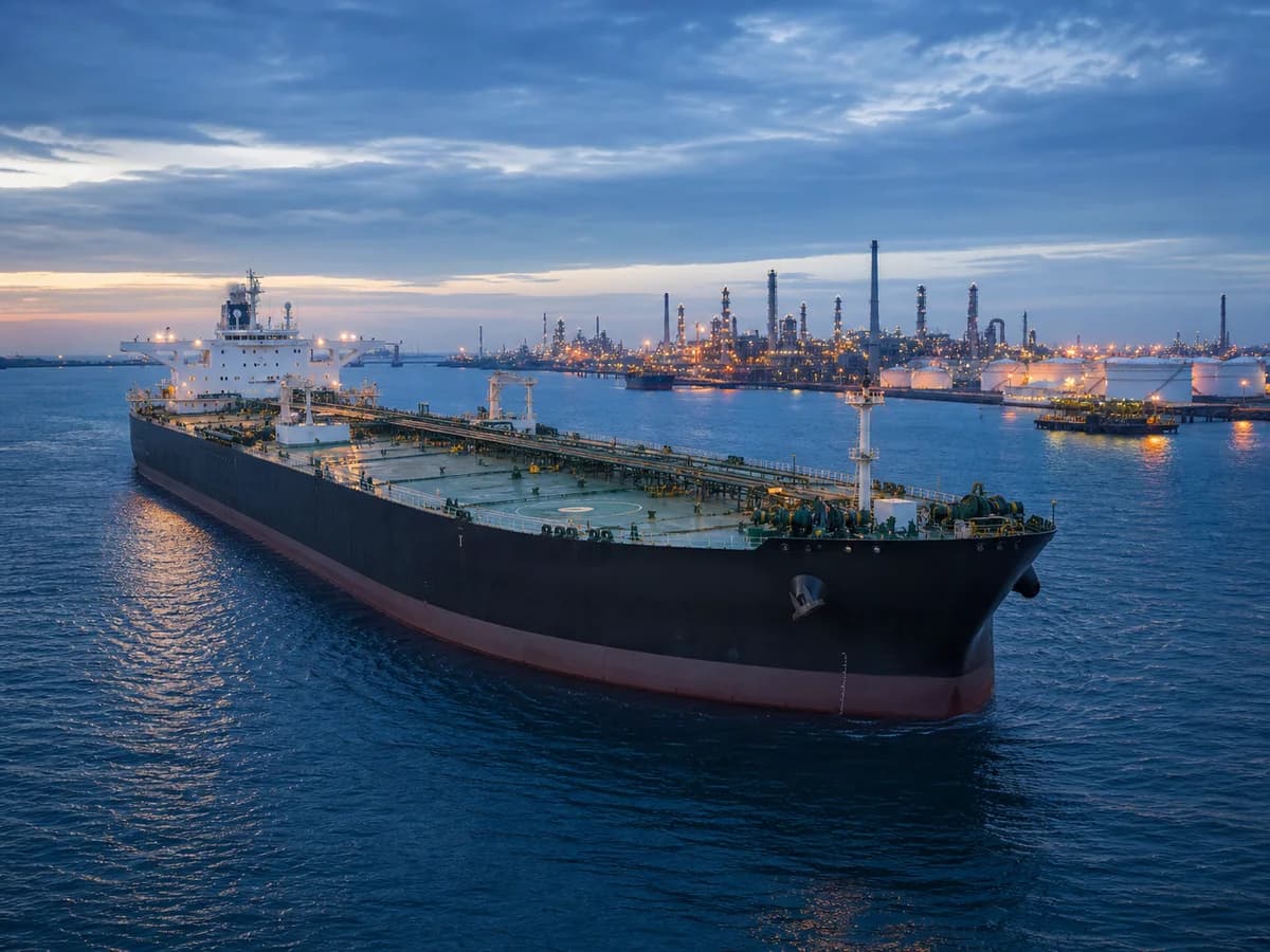 Crude oil tanker at sea