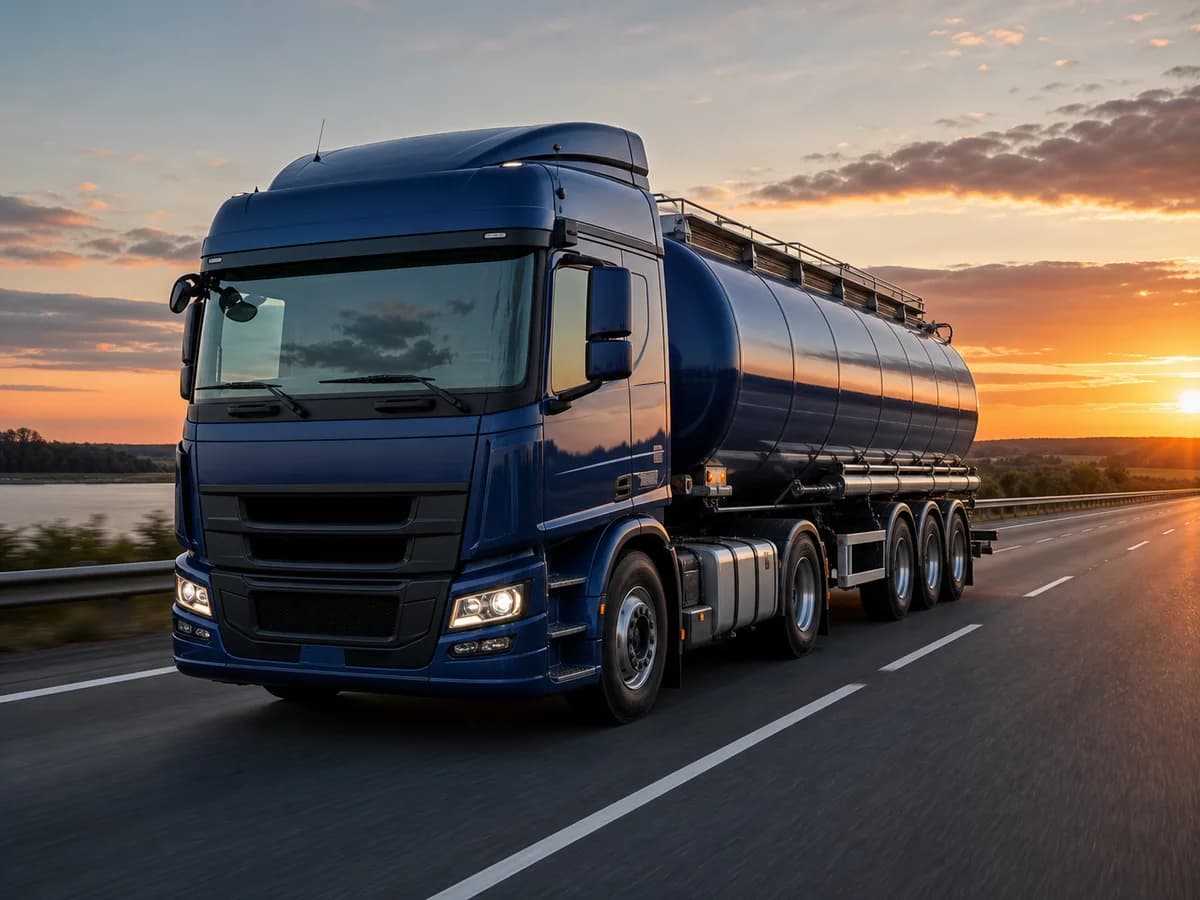 Road tanker transporting EN590 diesel